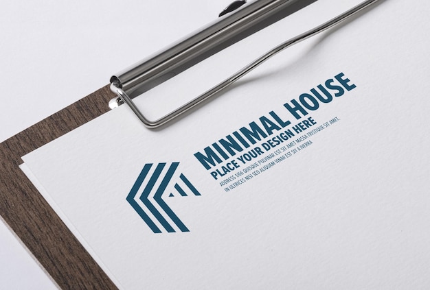 Logo mockup close up white craft paper