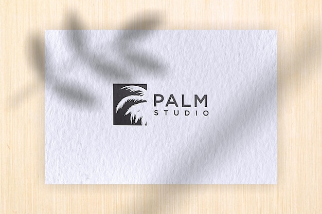 Logo mockup close up white paper