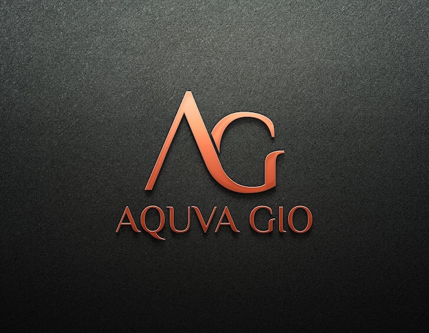 LOGO MOCKUP COPPER EFFECT DARK BACKGROUND