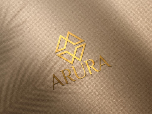 Logo mockup golden foil emboss effect