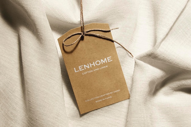 Logo Mockup Label Tag with Linen Background