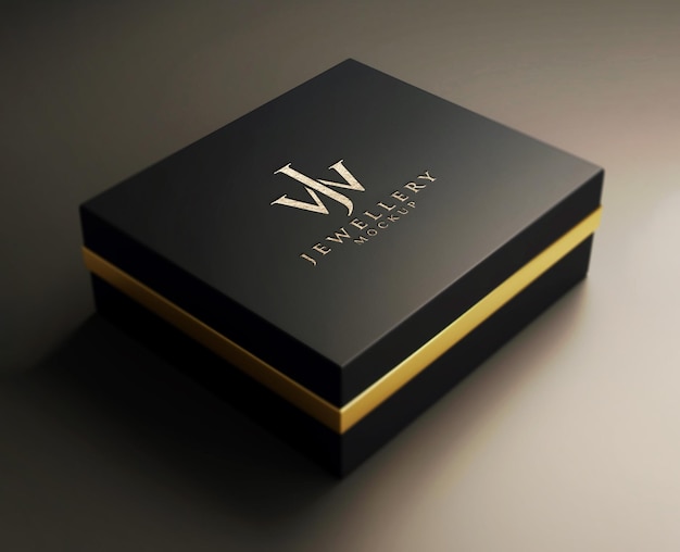 Logo mockup luxury jewelry black box