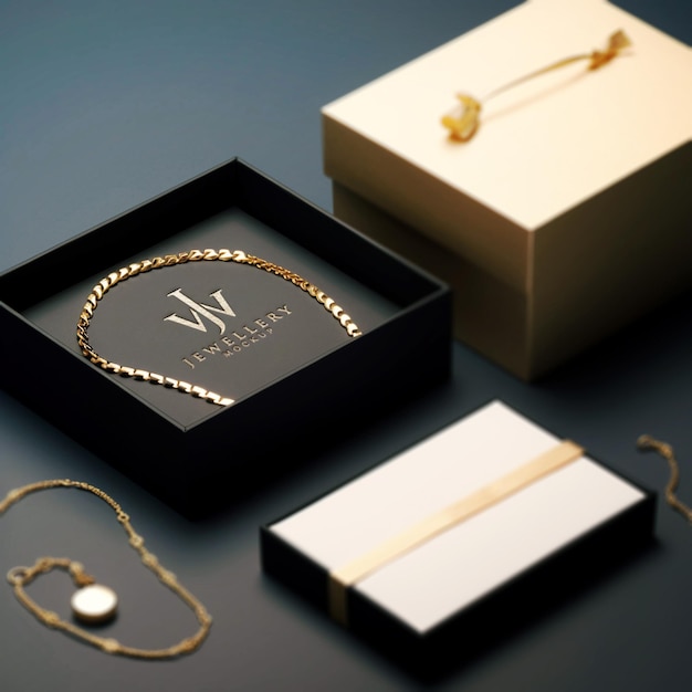 Logo mockup luxury jewelry black box