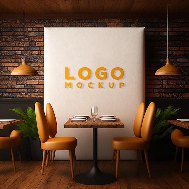 Logo Mockup Luxury Restaurant Mockup Brick Wall Background Sing Logo Mockup