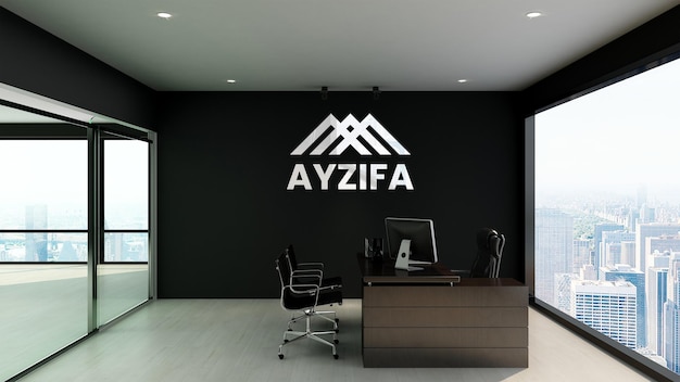 Logo mockup in management office