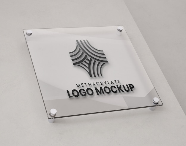 Logo mockup on methacrylate nameplate