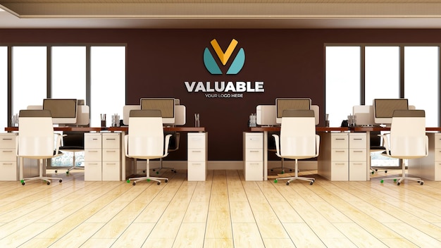 logo mockup in the modern office manager room