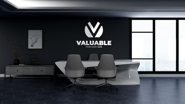 logo mockup in the office manager wall interior office design