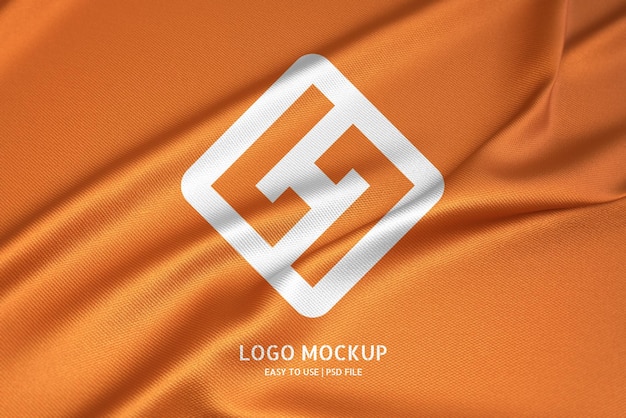 Logo mockup on orange fabric