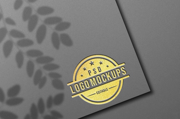 Logo mockup on paper gold texture