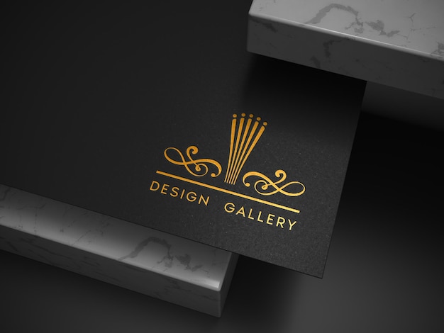 Logo mockup perspective luxury gold paper