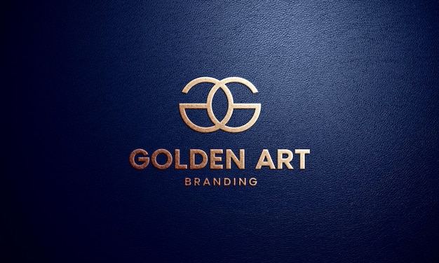 Logo mockup perspective luxury gold