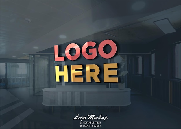 logo mockup on receptionist desk