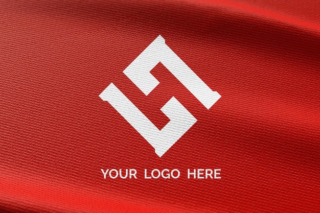 Logo mockup on red fabric