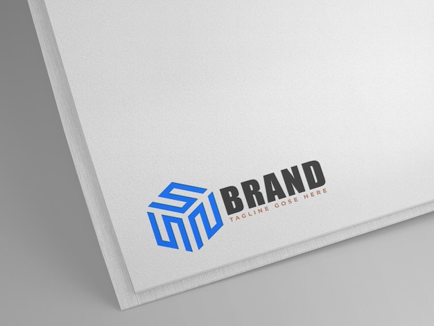 Logo mockup white paper clean background