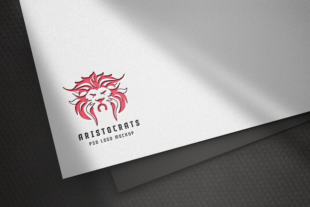 Logo mockup on white paper with debossed effect