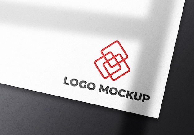 Logo mockup on white paper with shadow