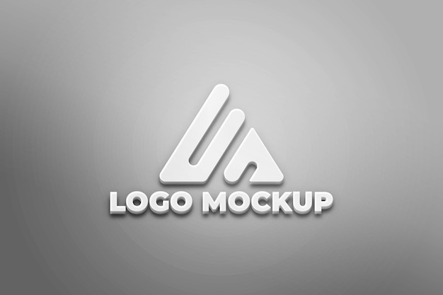 PSD logo mockup on white wall