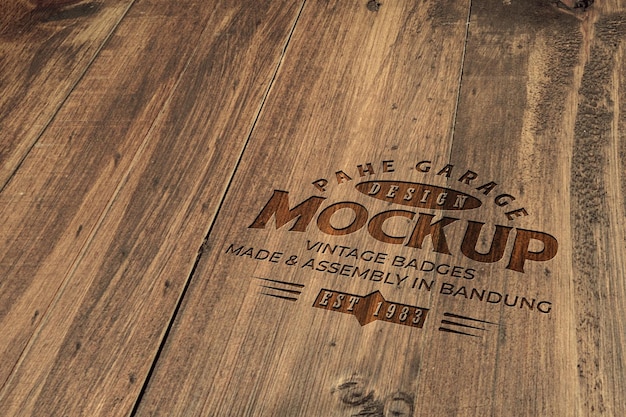 Logo Mockup Wood Carving