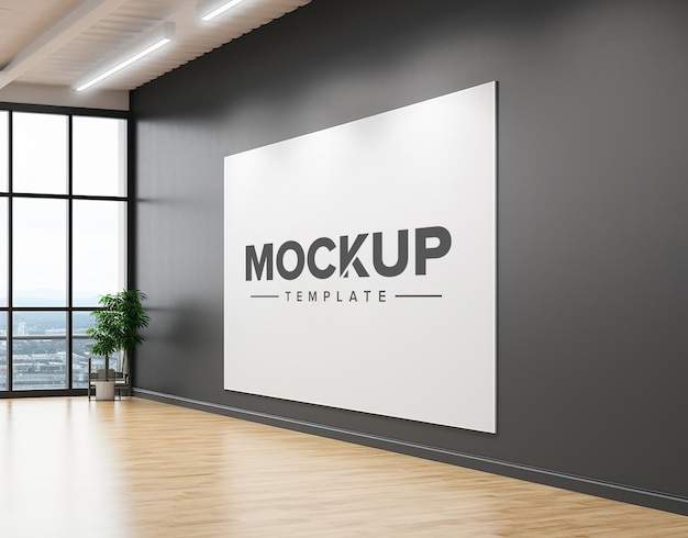 Logo on office wall mockup indoors