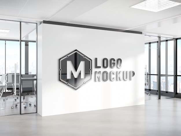 Logo on office wall Mockup