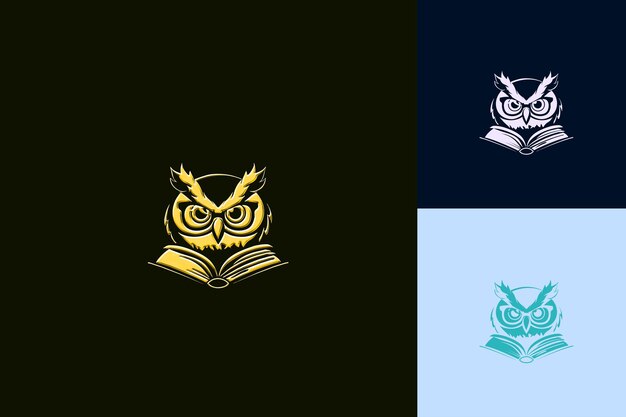 PSD a logo for an owl with a blue background and a white and gold head