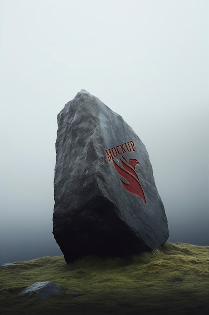 Logo on rock mockup