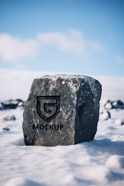 Logo on rock mockup