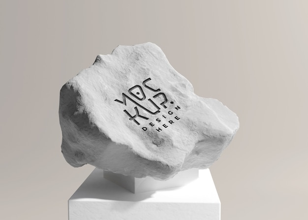 Logo on rock mockup