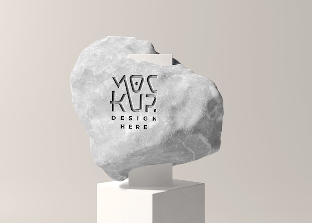 Logo on rock mockup