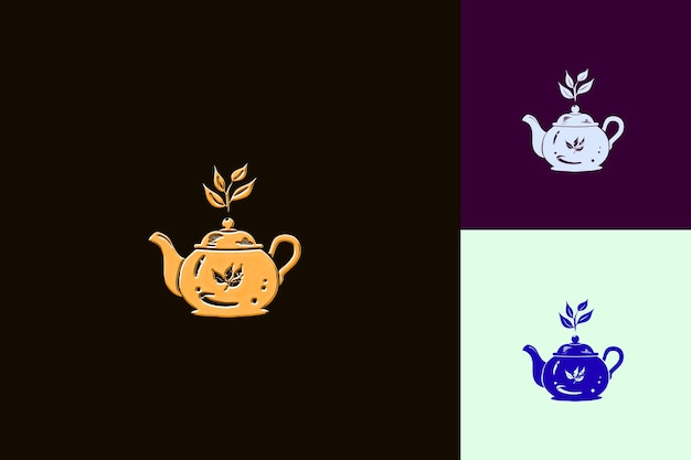 PSD the logo for teapots is a teapot with a gold leaf on it