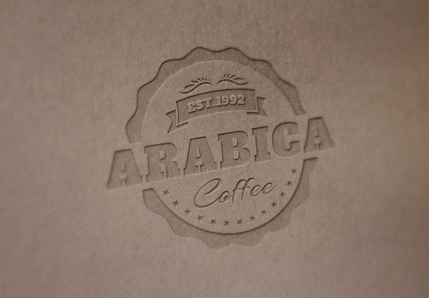 Logo or text mockup template. embossed dark paper