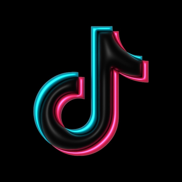 PSD logo tiktok 3d effetto palloncino lucido colorato trasparente