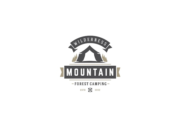 PSD logo for wilderness camping in mountains and forest