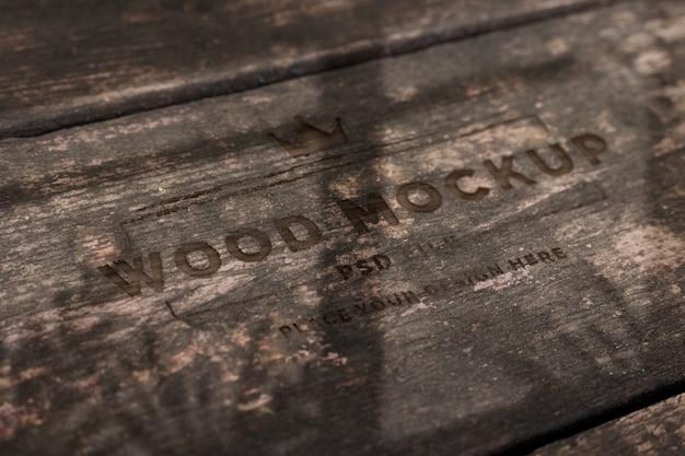 Logo on wood effect mockup