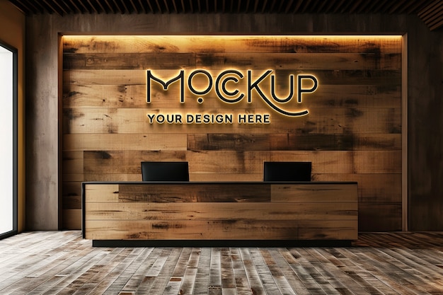 Logo on wood wall  mockup