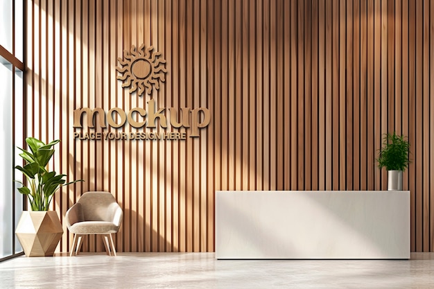 Logo on wood wall mockup