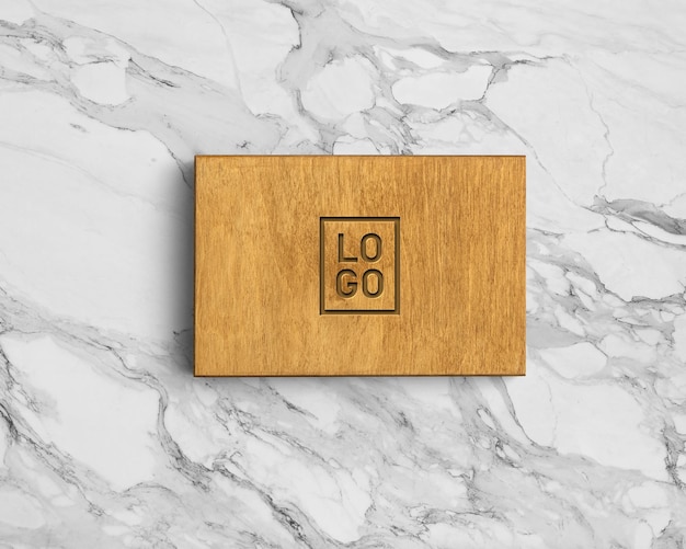 Logoengraved in wood mockup editable PSD file