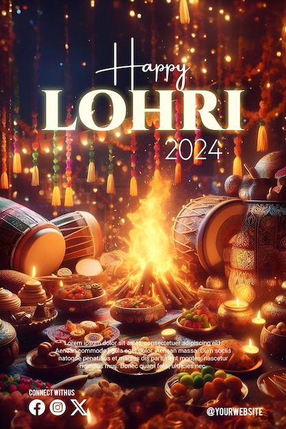 PSD lohri poster with a beautiful background