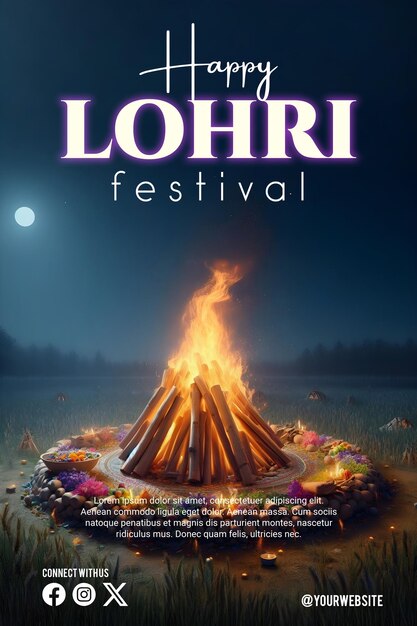 PSD lohri poster with a beautiful background