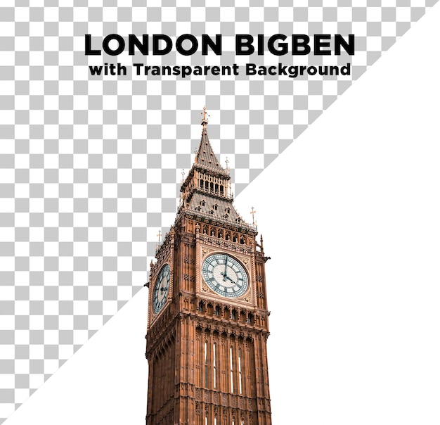 London Famous Big Ben Clock Photo with Transparent Background