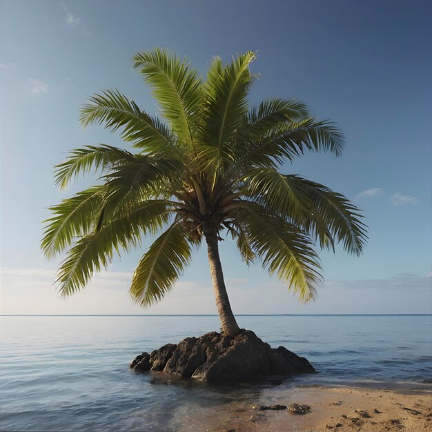 Lonely palm tree on the small island