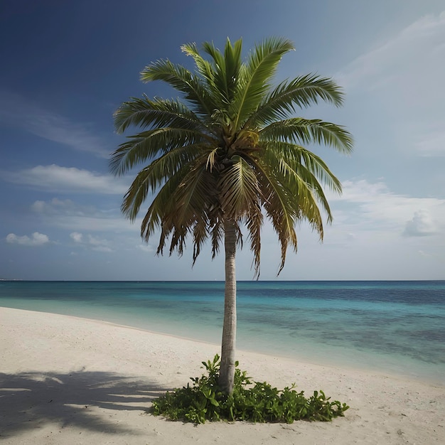 Lonely palm tree on the small island