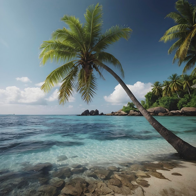 Lonely palm tree on the small island