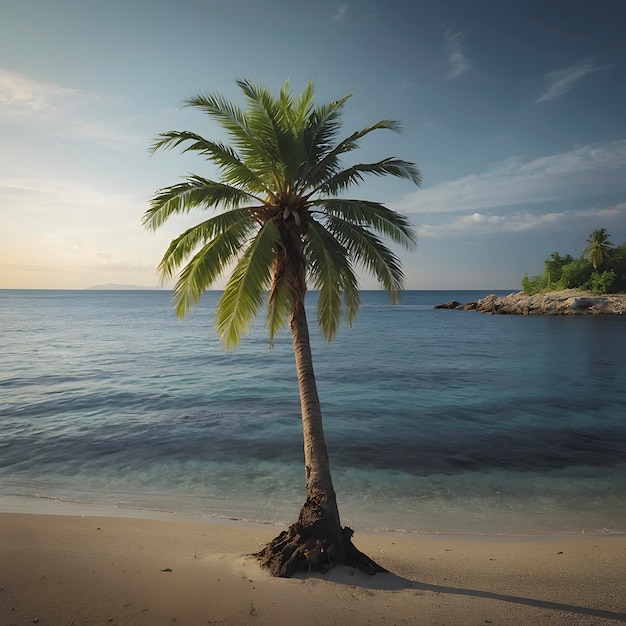 Lonely palm tree on the small island