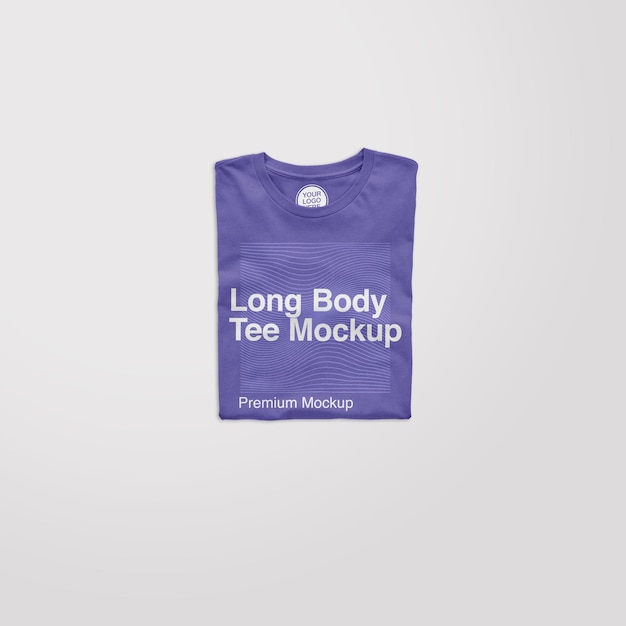 Long Body Folded Tee Mockup