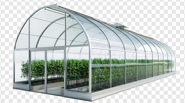 PSD long greenhouse 3d rendering isolate on transparency background