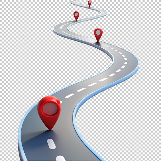 PSD long line path with four points on transparent background