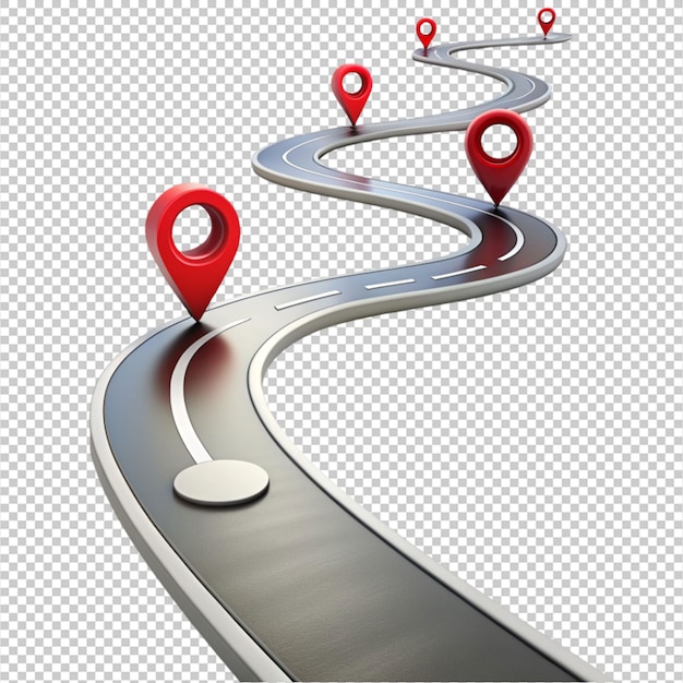 PSD long line path with four points on transparent background