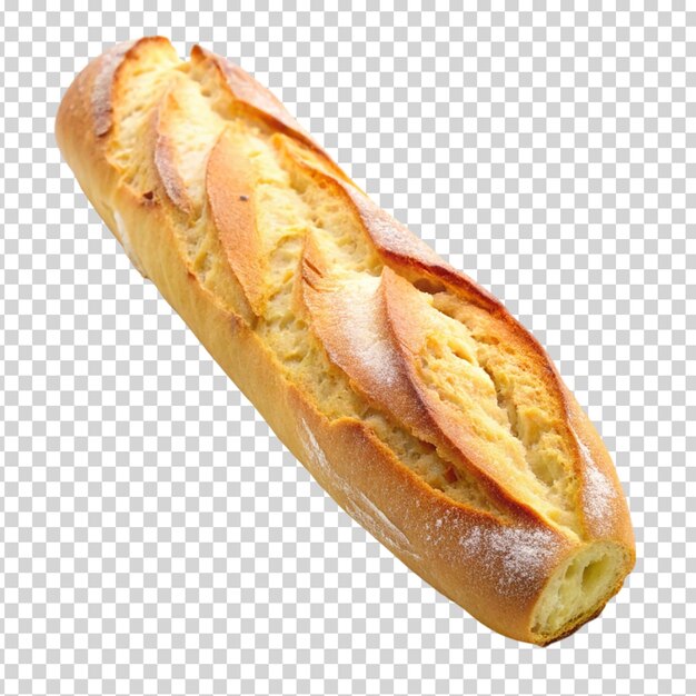 A long piece of bread on transparent background